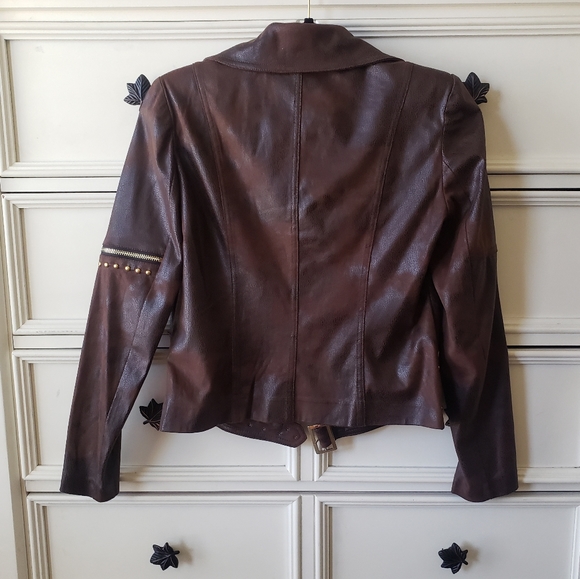Lena Gabrielle Brown Moto Jacket - Picture 5 of 10